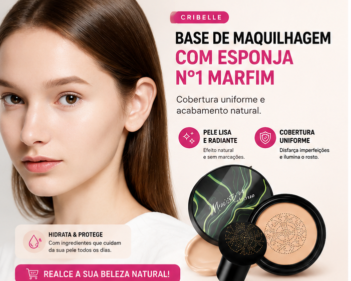 Cribelle Base de Maquilhagem com Esponja Nº1 Marfim