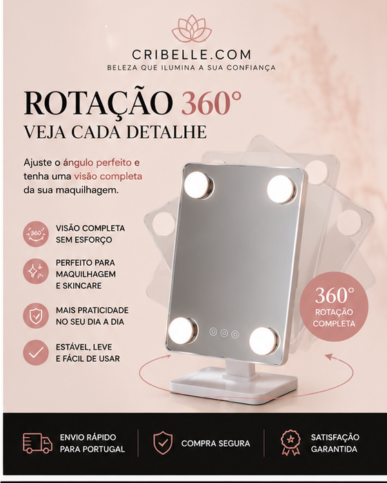 Cribelle Espelho de Maquilhagem com LED