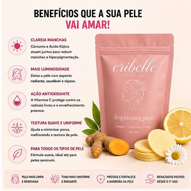 Cribelle Discos Clareadores de Cúrcuma e Ácido Kójico