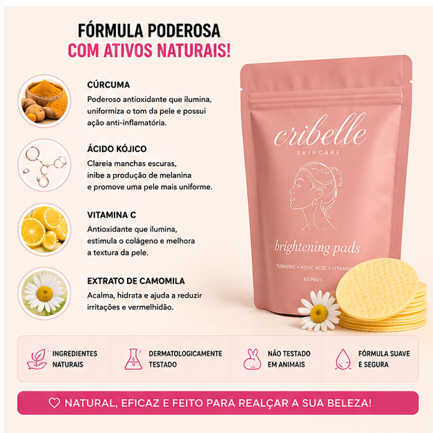 Cribelle Discos Clareadores de Cúrcuma e Ácido Kójico