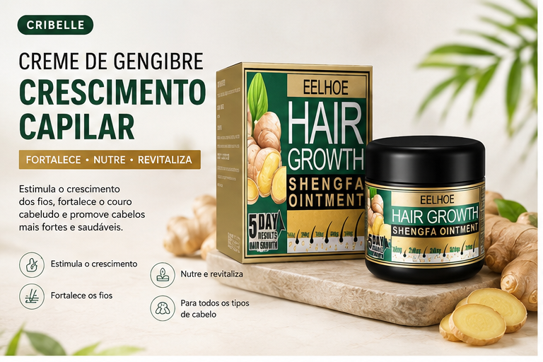 Cribelle Creme de Gengibre Crescimento Capilar