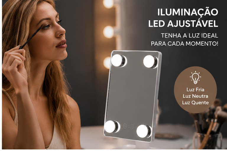 Cribelle Espelho de Maquilhagem com LED