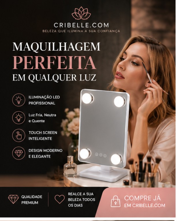 Cribelle Espelho de Maquilhagem com LED