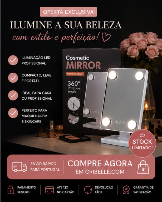 Cribelle Espelho de Maquilhagem com LED
