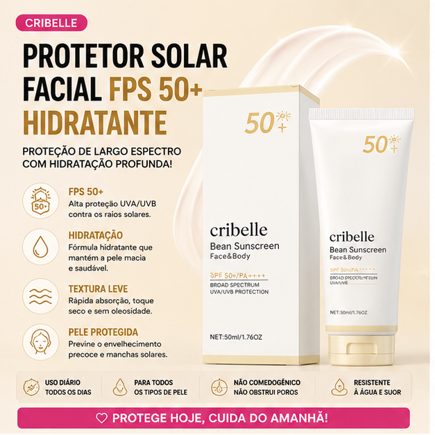 Cribelle Protetor Solar Facial FPS 50+ Hidratante