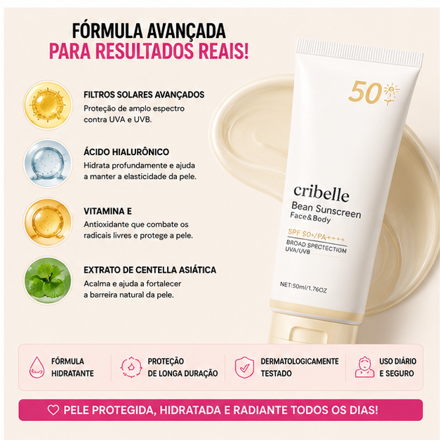 Cribelle Protetor Solar Facial FPS 50+ Hidratante